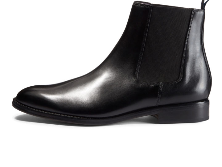 Side aspect of the Billy Ruffian Chelsea Boot in polished black leather