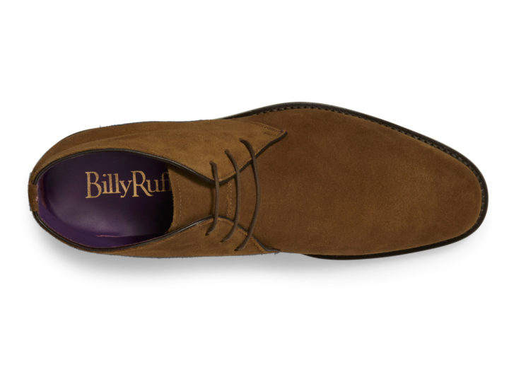 Overhead shot of the Billy Ruffian Chukka Boot in Snuff suede